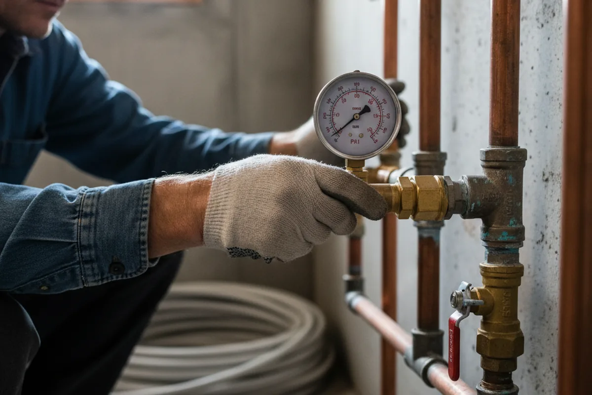 Pressure testing a repaired line during Water Line Repair in New Meadows